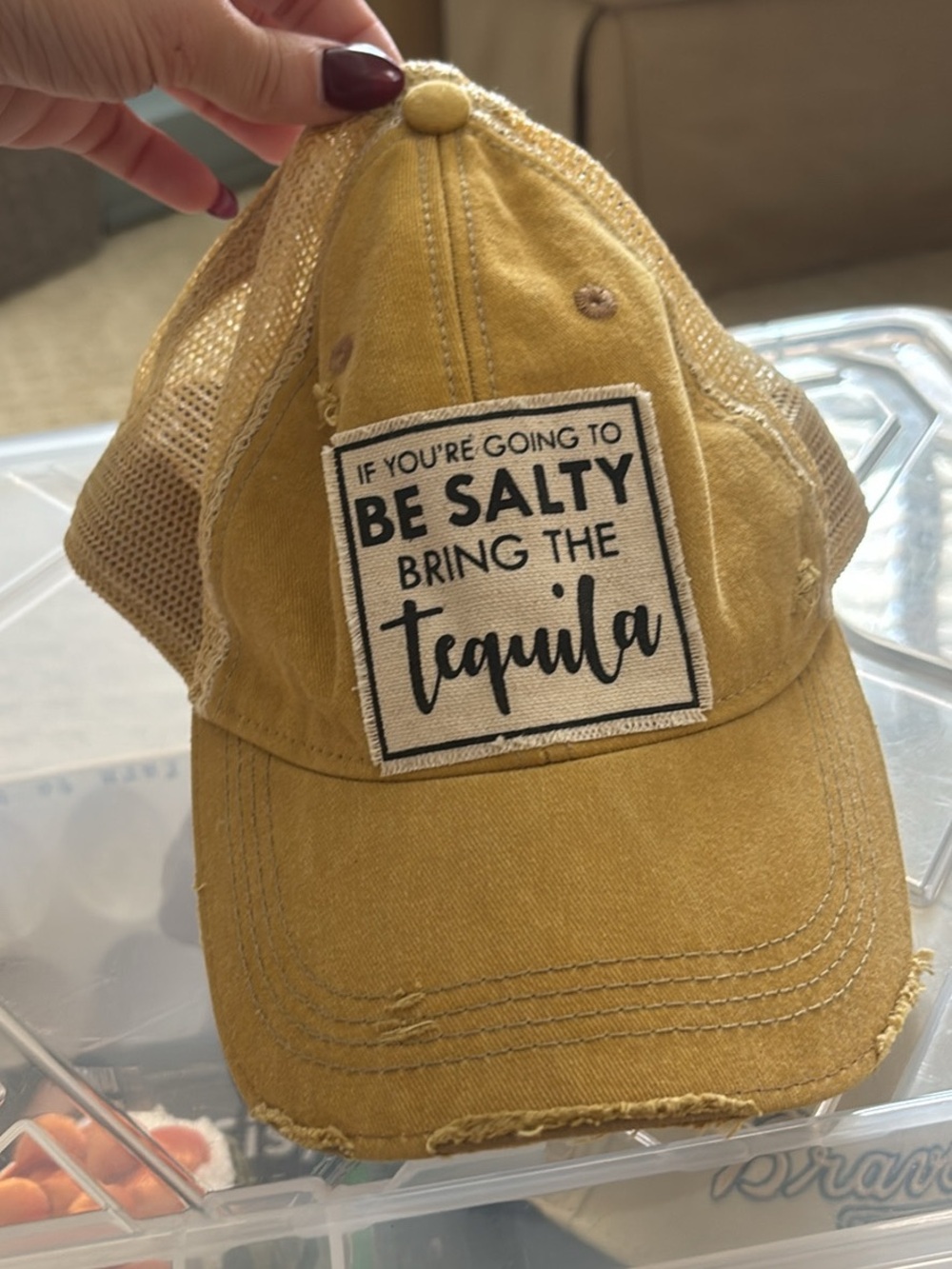 Be Salty Bring the Tequila Mustard Yellow Trucker Hat